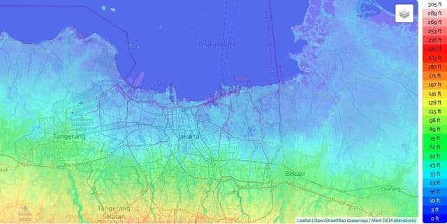 Plan de l'altitude de Jakarta