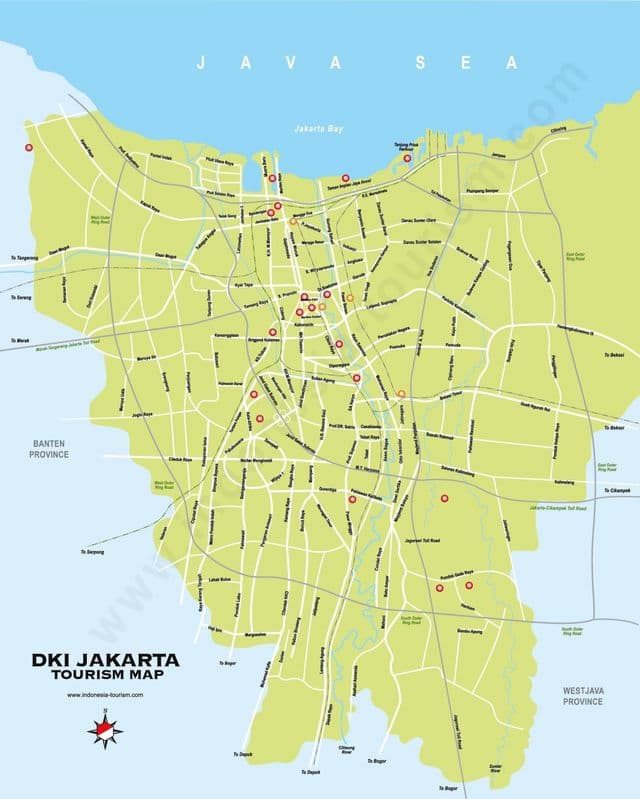Plan des monuments de Jakarta