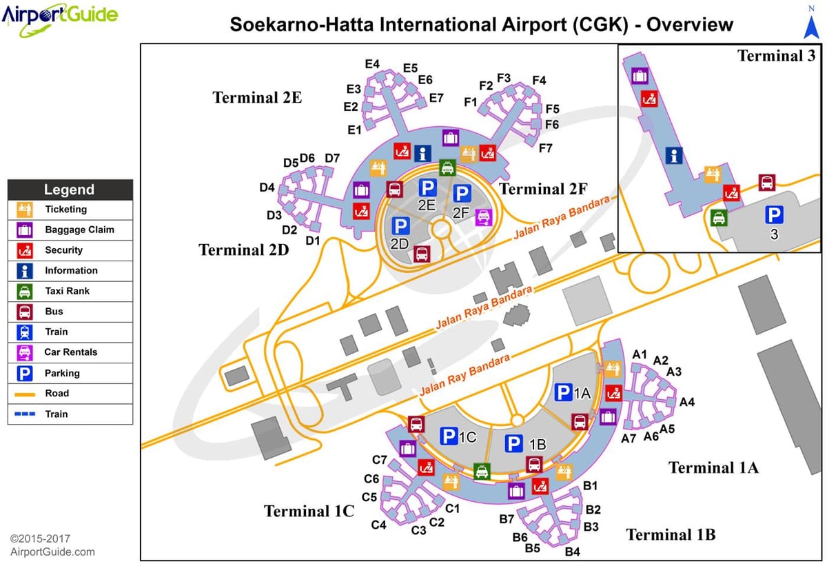 Plan des terminaux aéroport de Jakarta